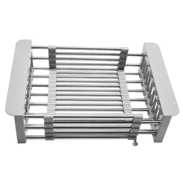 Stainless Steel Storage Sink Drain Basket Dish Drying Rack Kitchen Organizer