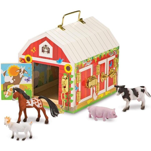 Melissa & Doug Wooden Latches Barn Playset