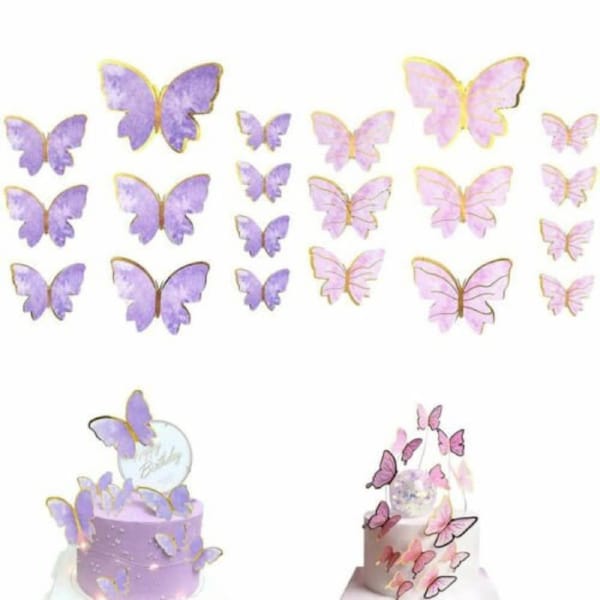 20pcs Butterfly Cake Topper Happy Birthday Theme DIY