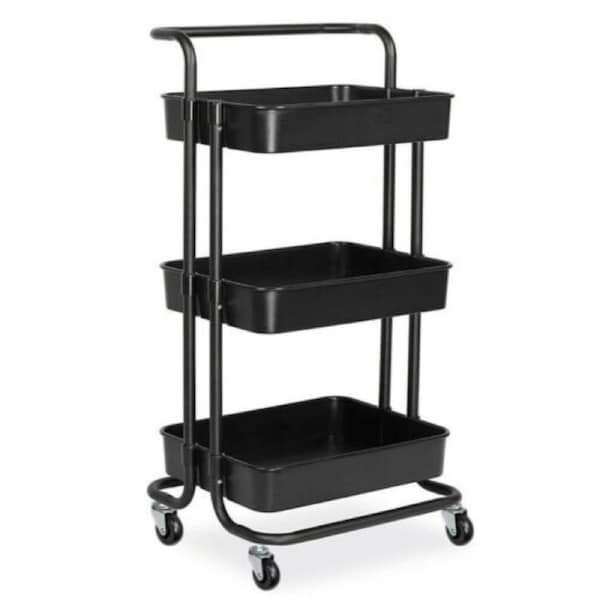 2 Tiers Rolling Cart Basket Storage Serving Trolley