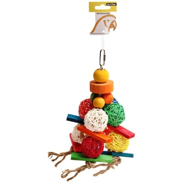 Parrot Toy Wicker Balls with Wood 20x26cm