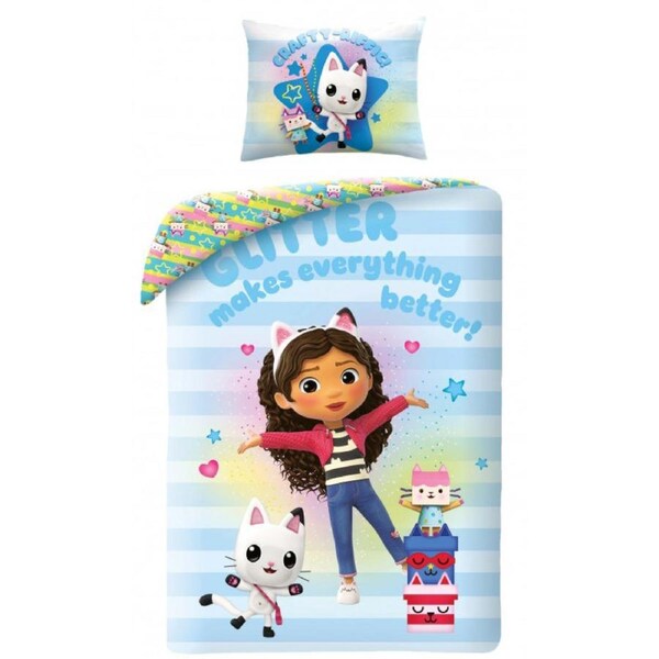 Gabby's Dollhouse Glitter Girls Cotton Quilt Cover Set - Single Bed
