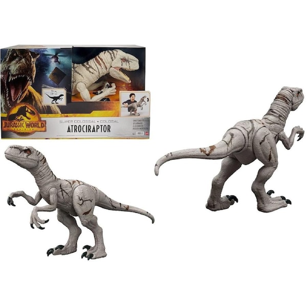 Jurassic World Dominion Large- Dark grey Atrociraptor-Dinsoaur Toy Super Colossal Rex Dino Fun