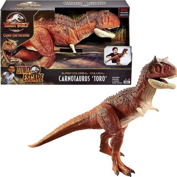 Jurassic World Dominion Large- Carnotaurus Toro-Dinsoaur Toy Super Colossal Rex Dino Fun