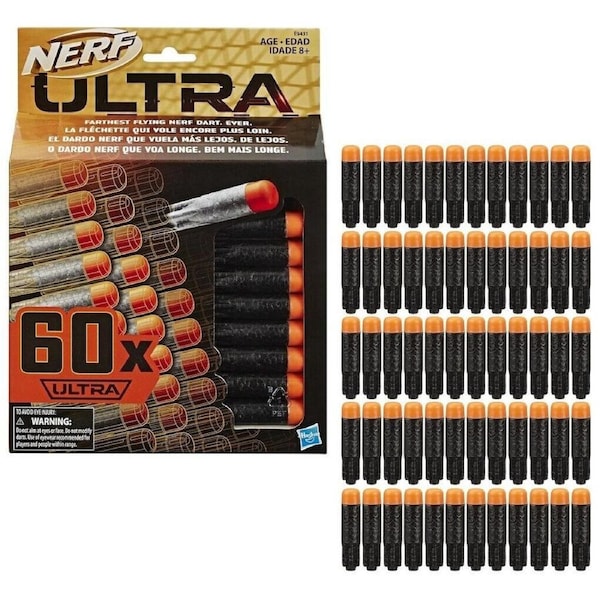 NERF Ultra 60 Dart Refill Pack Farthest Flying NERF Darts Ages 8+ Toy Blaster
