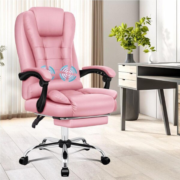 ALFORDSON Massage Office Chair with Footrest Pink