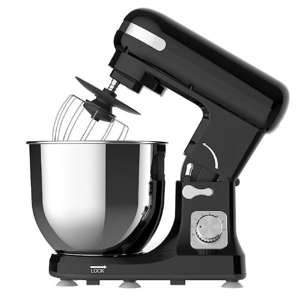 YOPOWER 6.5L Stand Mixer, Black Electric Food Mixer, 6-Speed Flour Kitchen Machine with Dough Hook, Whisk & Beater (1400W)