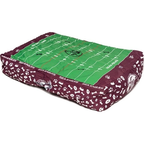 NRL Manly Sea Eagles Pet Bed Dog 80x60cm Rectangle Comfort Cushion Lounger Nest
