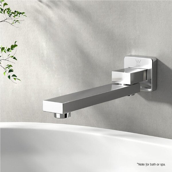 Cefito Bathroom Mixer Spout Wall Bath Tap Square Swivel Bathtub Chrome