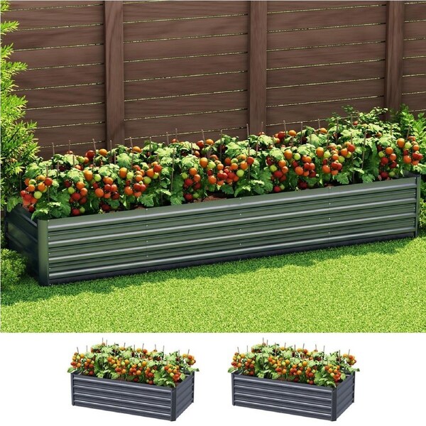 240X80X45cm Green Fingers Garden Bed Planter Box Raised Container Galvanised Herb