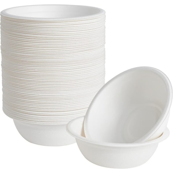 480pcs Disposable Sugarcane Bagasse Round Bowls - 12cm - Bulk