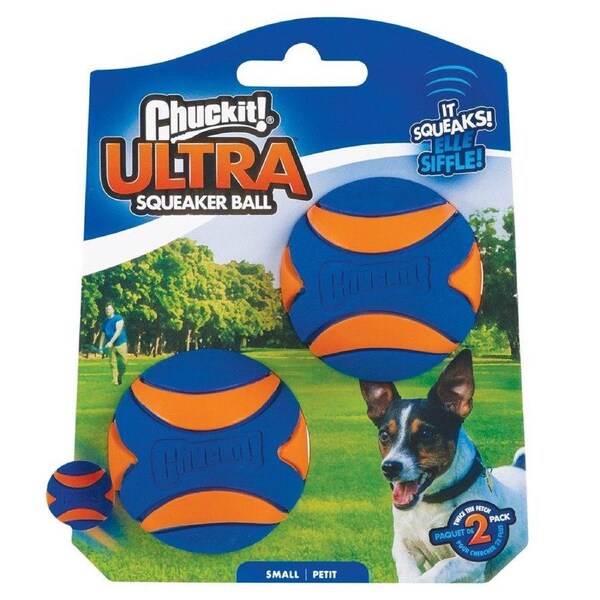 CHUCKIT! Ultra Squeaker Ball For Dogs Small 5cm (2 Pack)