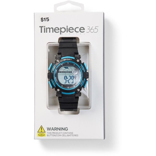 Timepiece 365 Men's Digital Watch - Black & Blue