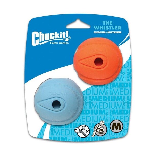 CHUCKIT! Whistler Ball For Dogs Medium 6cm (2 Pack)
