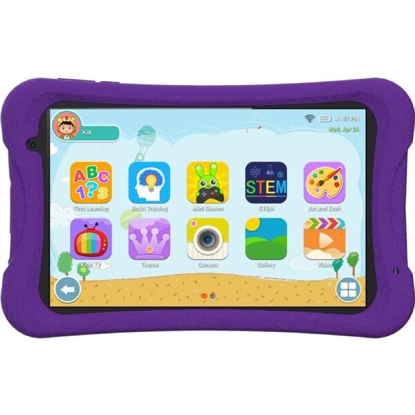 DGTEC 8" Tablet with Purple Rugged Protect Case and Hinged Handle