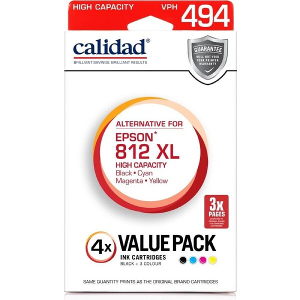 Calidad Epson 812 XL Ink Cartridge 4 Value Pack
