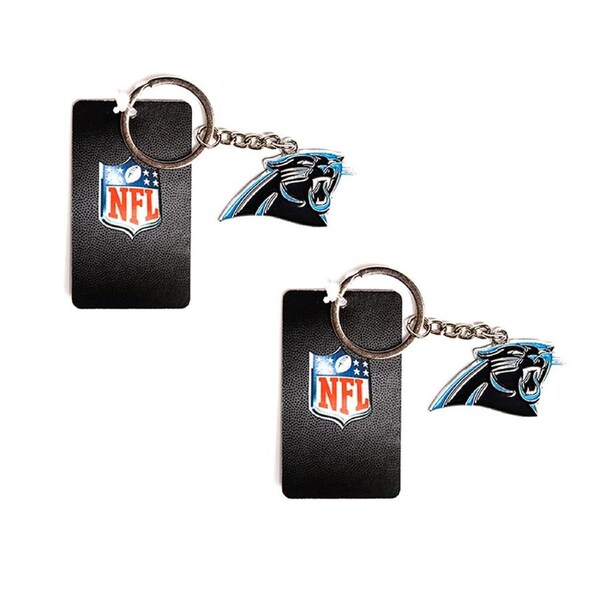 2x NFL Carolina Panthers Keyring 4cm Steel Keychain Backpack/Gym Bags Accessory