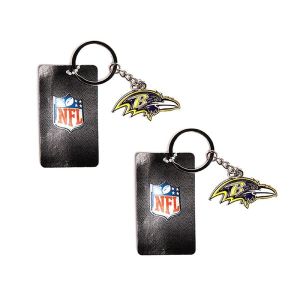 2x NFL Baltimore Ravens Keyring 4cm Steel Keychain Backpack/Gym Bags Accessory