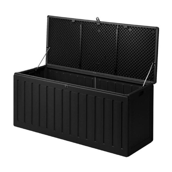 Livsip Outdoor Storage Box Bench 490L Cabinet Container Garden Deck Tool Black