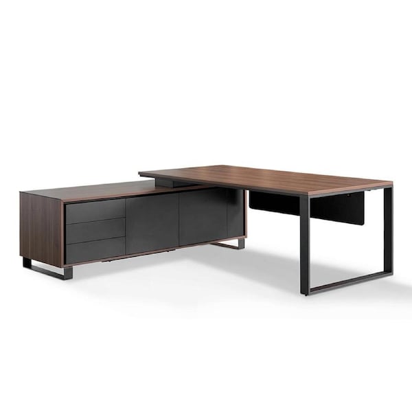 Janell 2.3m Left Return Office Desk - Walnut