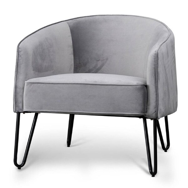 Lena Dark Grey velvet Armchair - Black Legs