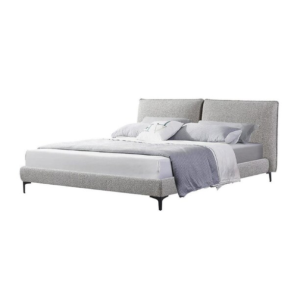 Celeste Fabric King Bed Frame - Sand Boucle