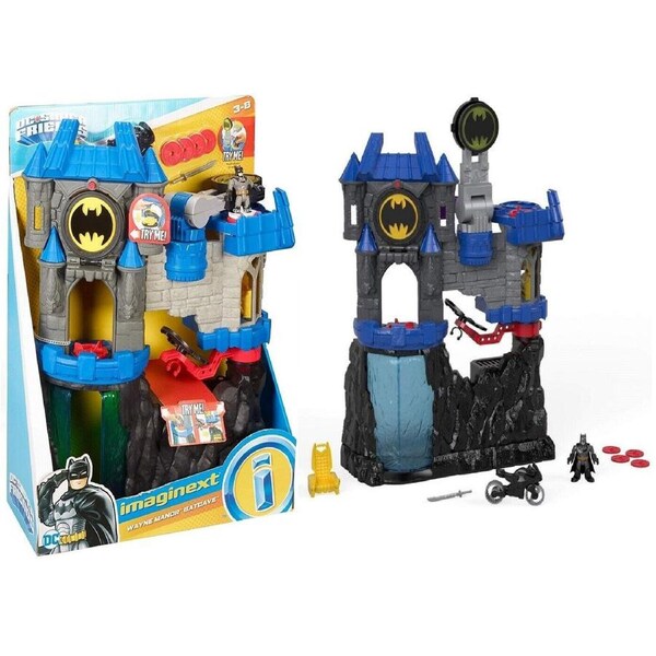 DC Super Friends Wayne Manor Batcave Ages 3+ Toy Batman Batmobile Car Bike Race