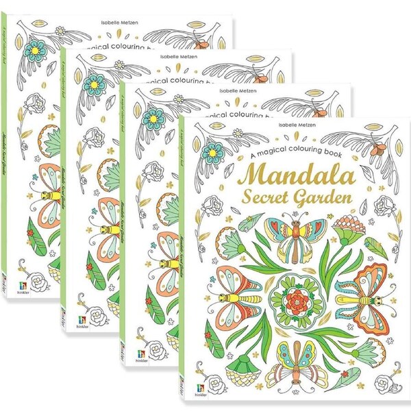 4x Kaleidoscope Magical Colouring Book: Mandala Secret Garden Kids Activity 6y+