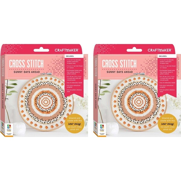 2x Craft Maker Cross-stitch Kit: Sunny Days Ahead Art/Craft Set Hobby Project