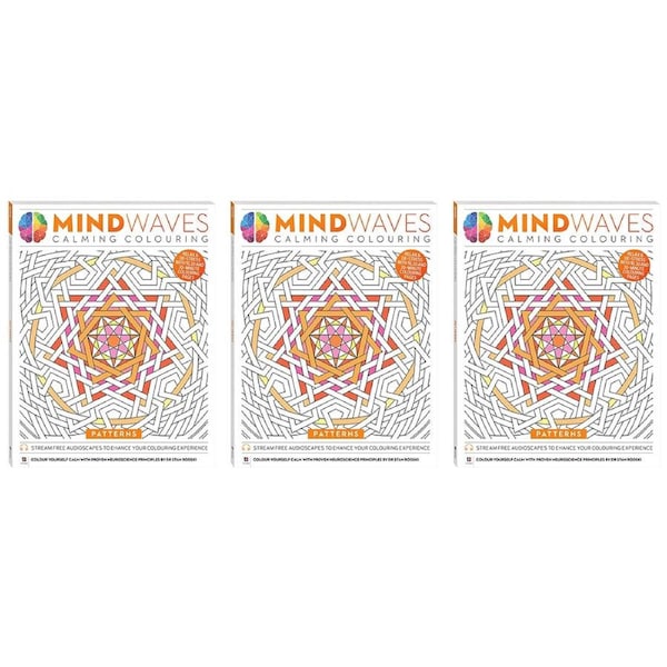 3x Art Maker Mindwaves Calming Colouring: Patterns Adult Activity Book Craft