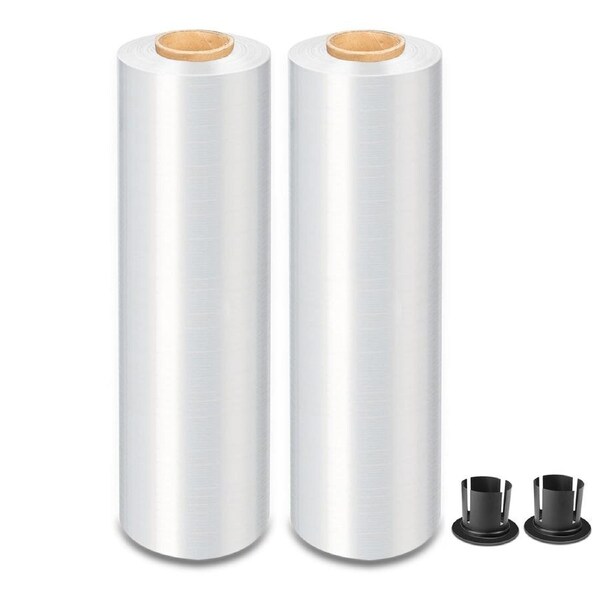 MasterSpec Clear Plastic Stretch Wrap Film, 50cm x 400m Durable Packing Moving Packaging Heavy Duty Shrink Film 25U with Plastic Rotary Handle