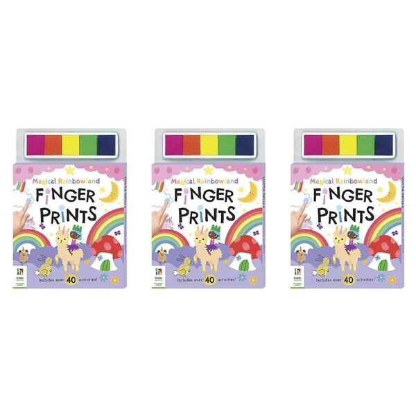 3x Kaleidoscope Magical Rainbowland Finger Prints Kids Book Art Activity 3y+