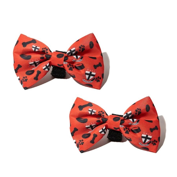 2x AFL St Kilda Saints Bowtie Dog Necktie Ribbon Collar Neck Accessory One Size