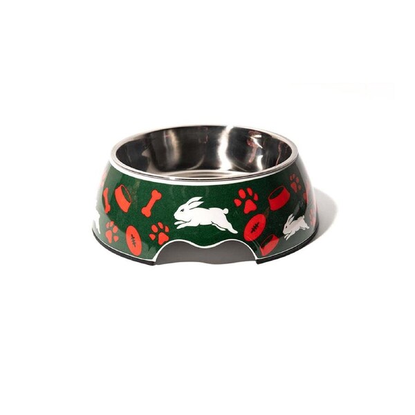 NRL South Sydney Rabbitohs Pet Bowl Dog/Puppy 20cm Stainless Steel Feeder Dish