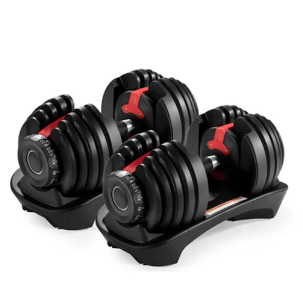 24kg x 2 Smart Adjustable Dumbbell Weight Set Combines 15 sets from 2.5 - 24kg