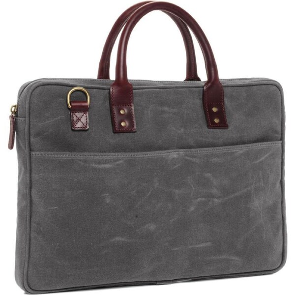 ONA The Kingston 15'' Laptop Briefcase Canvas Leather Camera Shoulder Bag Smoke