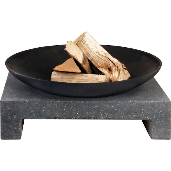 Wildtrak 59x12cm Fire Pit Bowl w/ Granito Stone Base Outdoor Decor Black/Grey