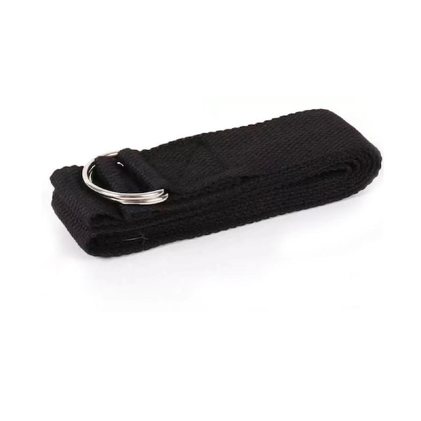6ft Adjustable Sport Yoga Stretch Strap D-Ring Belts Gym Waist Leg Home Fitness - 9 Colours Black