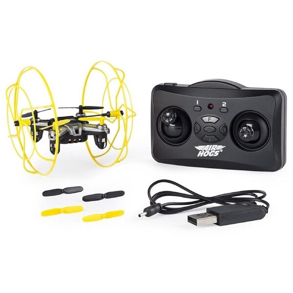 Air Hogs Hyper Stunt-Yellow - Unstoppable Micro RC Drone Toy Remote Control Plane Ages 8+