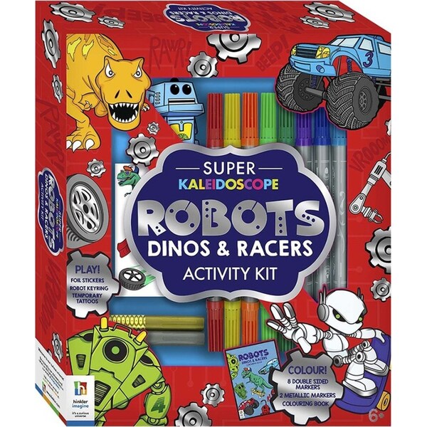 Kaleidoscope Super Activity Kit: Robots, Dinos and Racers Colouring Book 6y+