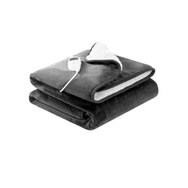 Electric Throw Rug Heated Blanket Washable Snuggle Flannel Winter Grey