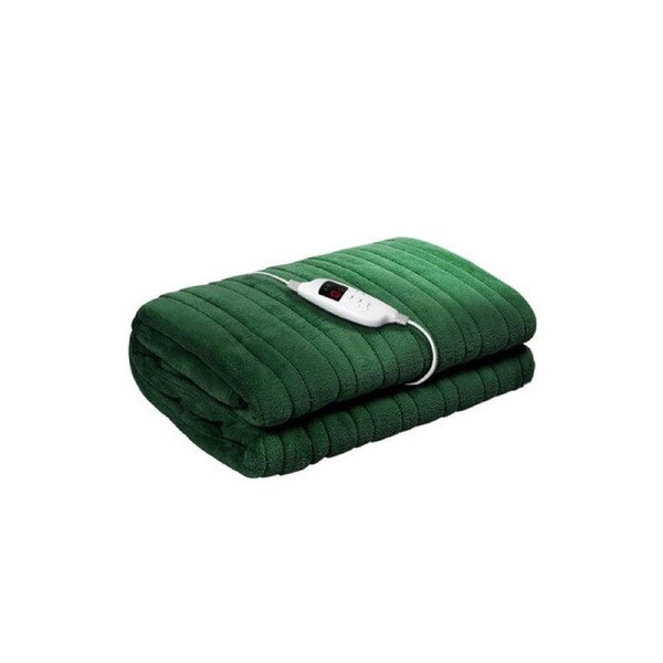 Electric Throw Rug Heated Blanket Washable Snuggle Flannel Winter Green