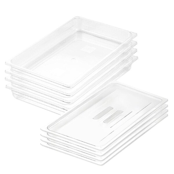 SOGA 4-Pack 65mm Clear Gastronorm GN Pan 1/1 Food Tray Storage with Lid