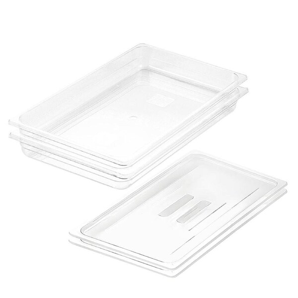 SOGA 2-Pack 65mm Clear Gastronorm GN Pan 1/1 Food Tray Storage with Lid