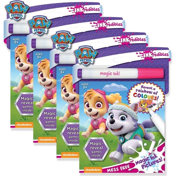 4x Inkredibles PAW Patrol Magic Ink Pictures: Skye Colouring Kit Kids Art Book