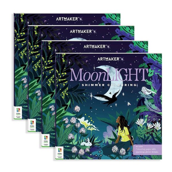 4x Art Maker Moonlight Shimmer Colouring Adult Activity Book Entertainment
