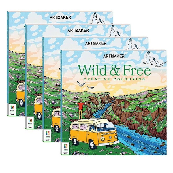 4x Art Maker Wild and Free Colouring Book Adult Activity Book Entertainment