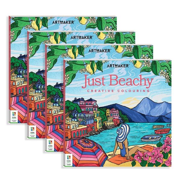 4x Art Maker Just Beachy Colouring Book Adult Activity Book Craft Entertainment
