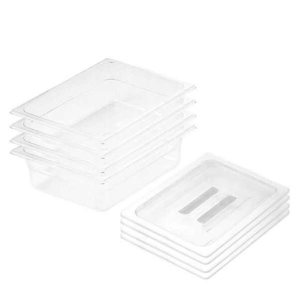 SOGA 4-Pack 150mm Clear Gastronorm GN Pan 1/2 Food Tray Storage with Lid