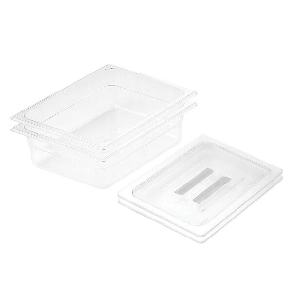 SOGA 150mm Clear Gastronorm GN Pan 1/2 Food Tray Storage Bundle of 2 with Lid